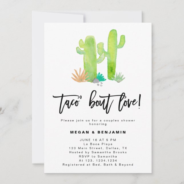 Cactus Succulent Taco Bout Love Wedding Shower Invitation (Front)