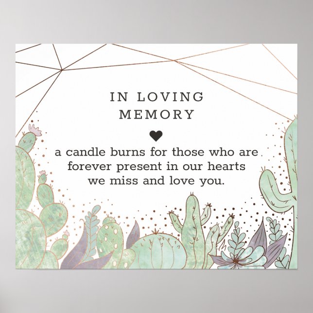 Cactus & Succulent Terrarium In Loving Memory Sign (Front)