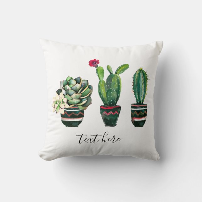cactus, succulent, watercolor, fiesta, mexican, cushion (Front)