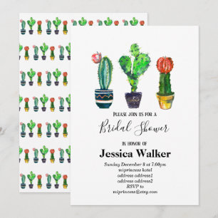 cactus, succulent, watercolor, fiesta, mexican, invitation