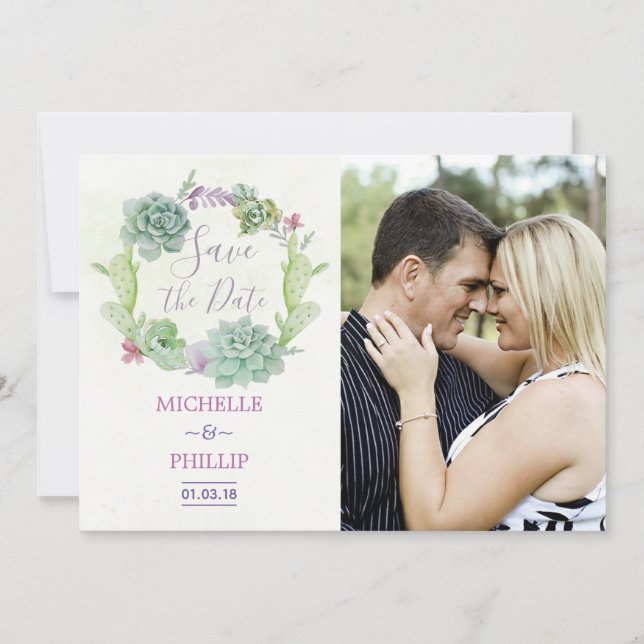 Cactus Succulent Wedding Save the Date (Front)