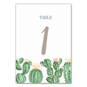 Cactus succulent wedding table number card