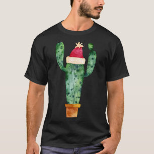 Cactus Succulent with Hat Christmas Holiday Cute f T-Shirt