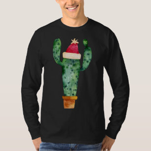 Cactus Succulent with Hat Christmas Holiday Cute f T-Shirt