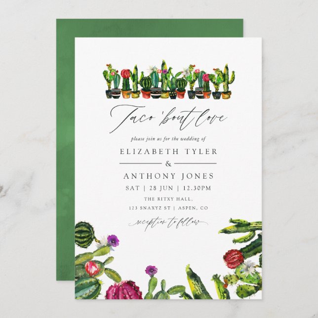 Cactus Succulents Fiesta Wedding Invitation (Front/Back)