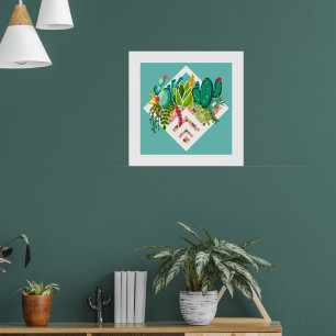 Cactus & Succulents Garden Geometric Terrarium Poster