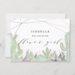 Cactus & Succulents Geo Flower Girl Proposal Card