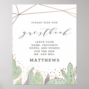 Cactus & Succulents Geometric Fun Guestbook Sign