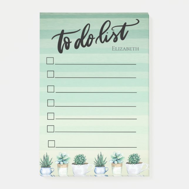 Cactus,Succulents Green To Do List Post-it Notes (Front)