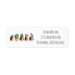 Cactus Succulents in Rose Gold Pots Return Address Return Address Label