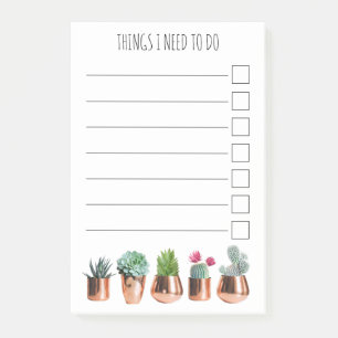 Cactus & Succulents in Rose Gold Pots To Do List Post-it Notes
