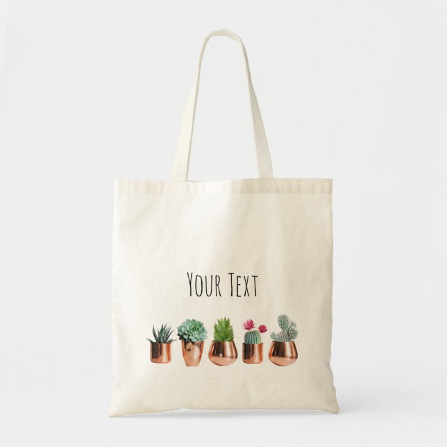Cactus & Succulents in Rose Gold Pots  Tote Bag (Front)