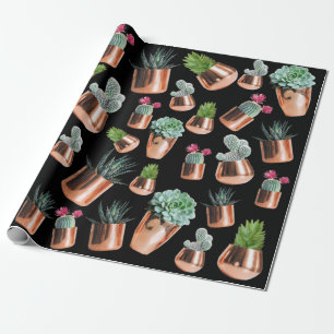 Cactus & Succulents in Rose Gold Pots  Wrapping Paper