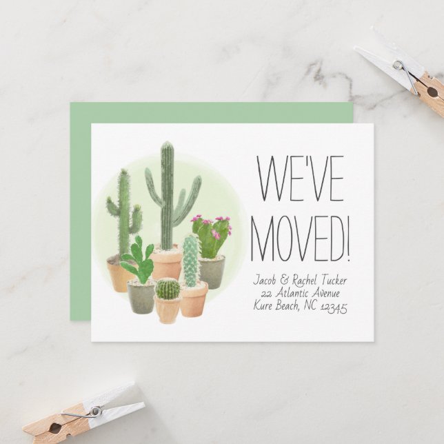 Cactus Succulents New Home Moving Announcement (Front/Back In Situ)