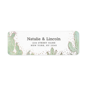 Cactus & Succulents Trendy Wedding Return Address Label