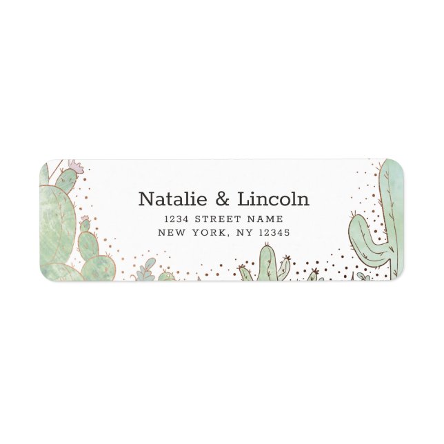 Cactus & Succulents Trendy Wedding Return Address Return Address Label (Front)