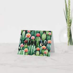cactus succulents watercolor Folded Thank You Card