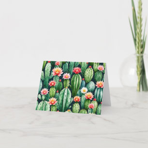 cactus succulents watercolor Folded Thank You Card