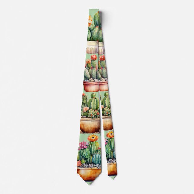 Cactus Summer Arizona Desert Hot Plants Tie (Front)
