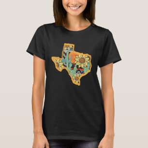 Cactus & Sunflower Texas Map Texas State Texas Hom T-Shirt