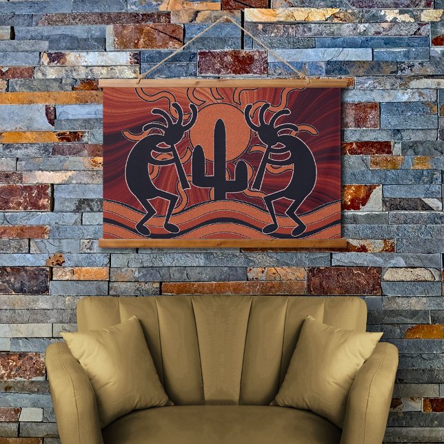 Cactus Sunset Desert Kokopelli Southwest Design Hanging Tapestry (Creator Uploaded)
