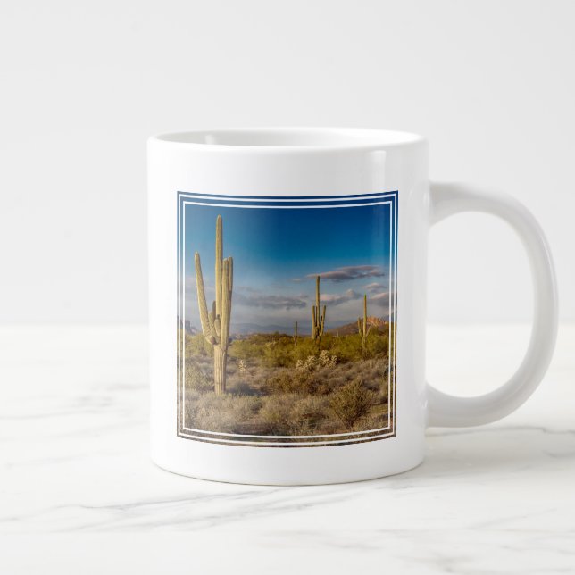 Cactus Sunset in Arizona Large Coffee Mug (Right)