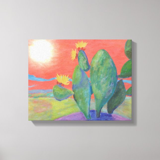 Cactus Sunset Wrapped Canvas (Front)
