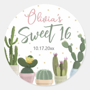 Cactus Sweet 16 Classic Round Sticker