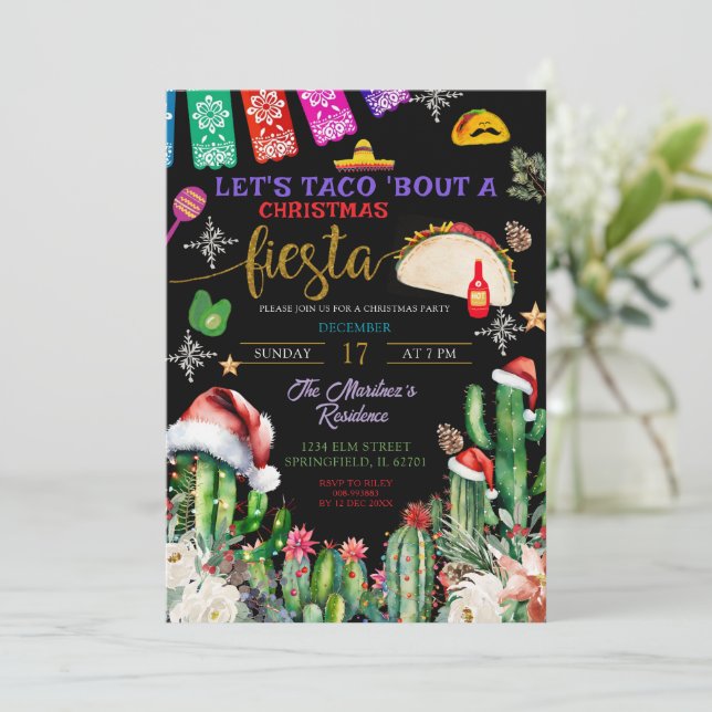Cactus Taco Bout a Christmas Fiesta Invitation  (Standing Front)