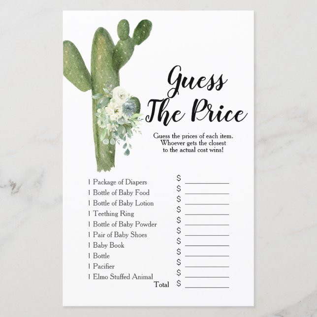 Cactus Taco bout Love Guess the price Game (Front)