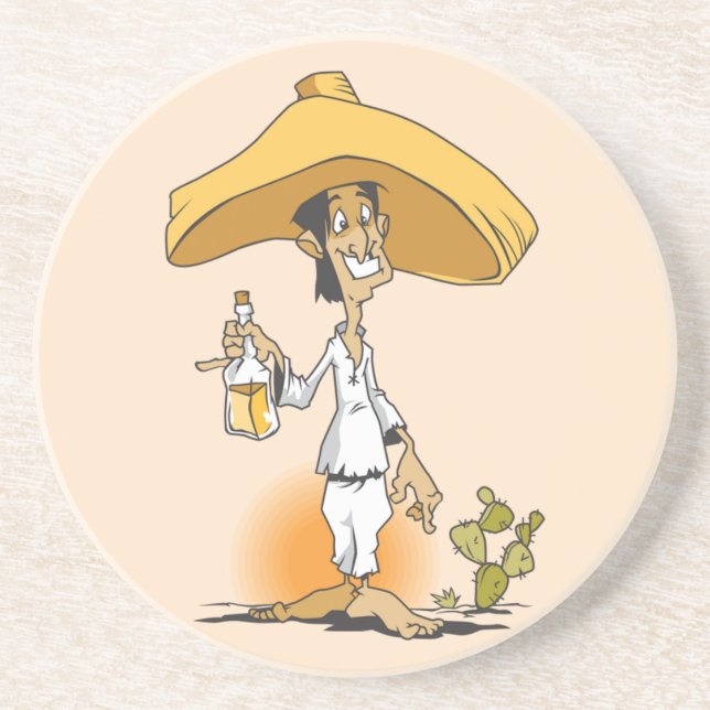Cactus, Tequila, Sombrero Man Coaster (Front)