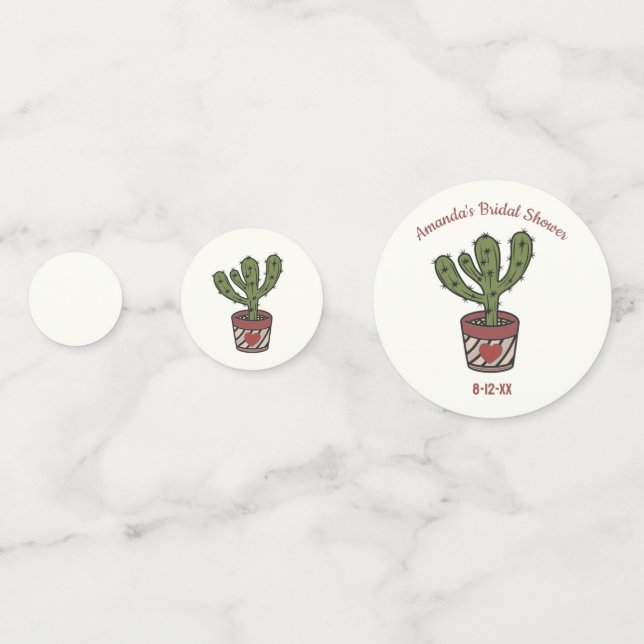 Cactus Theme Bridal Shower Personalised  Confetti (Fronts)