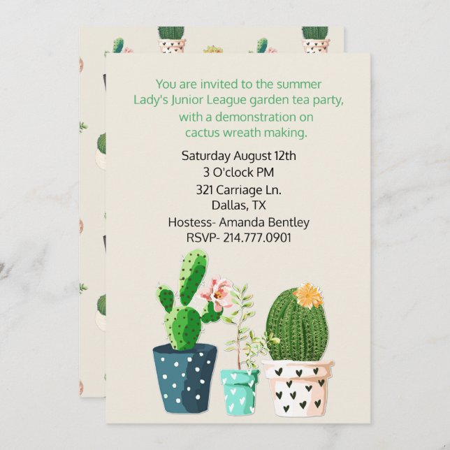 Cactus Theme Event Invitation (Front/Back)