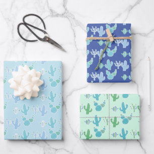 Cactus Themed Succulent Pastel Gift Wrapping Paper
