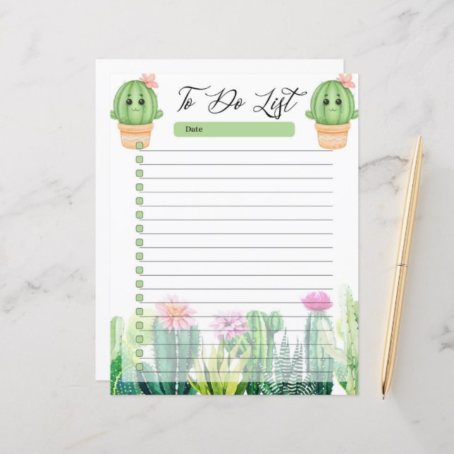 Cactus To-Do List. (Front/Back In Situ)