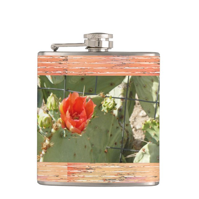 Cactus Tough and Beautiful wrapped flask (Front)
