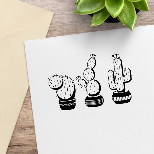 Cactus Trio Desert Modern Boho Rubber Stamp (Creator Uploaded)