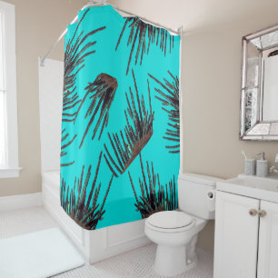 Cactus Type Succulent Plant Pale Green Turquoise Shower Curtain