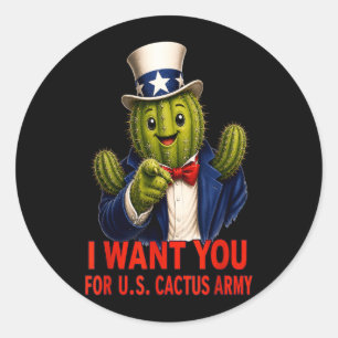 Cactus Usa Funny Vintage July 4th Independence Day Classic Round Sticker