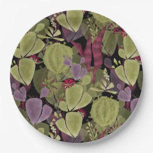 Cactus watercolor cacti flowers floral desert cact paper plate