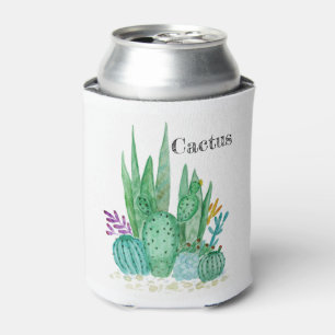 Cactus watercolor cacti flowers floral desert illu can cooler