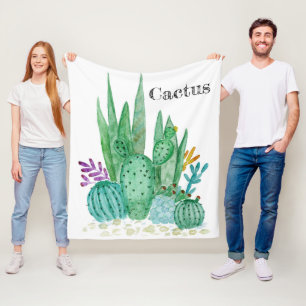 Cactus watercolor cacti flowers floral desert illu fleece blanket
