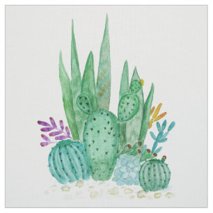 Cactus, watercolor fabric