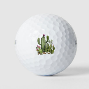 Cactus watercolor golf balls