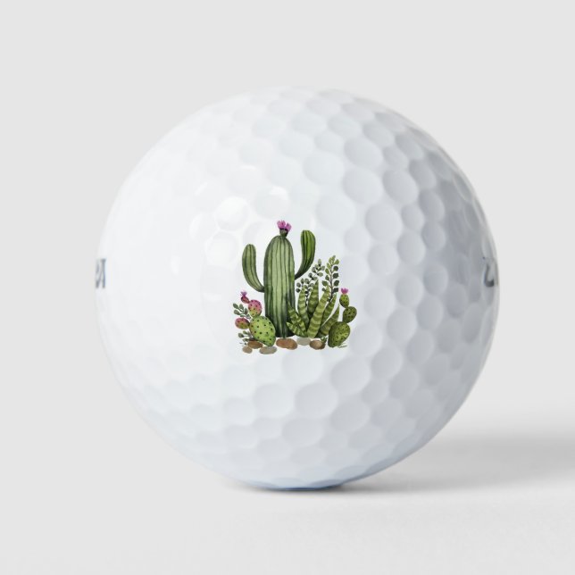 Cactus watercolor golf balls (Front)