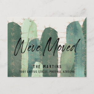 Cactus Watercolor Green Moving Announcement Postcard