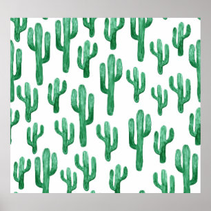 Cactus watercolor: hand-drawn illustration poster