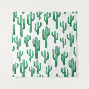 Cactus watercolor: hand-drawn illustration tapestry