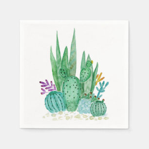Cactus, watercolor napkin