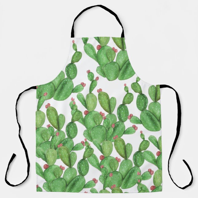 Cactus Watercolor: Seamless Pattern Background Apron (Front)